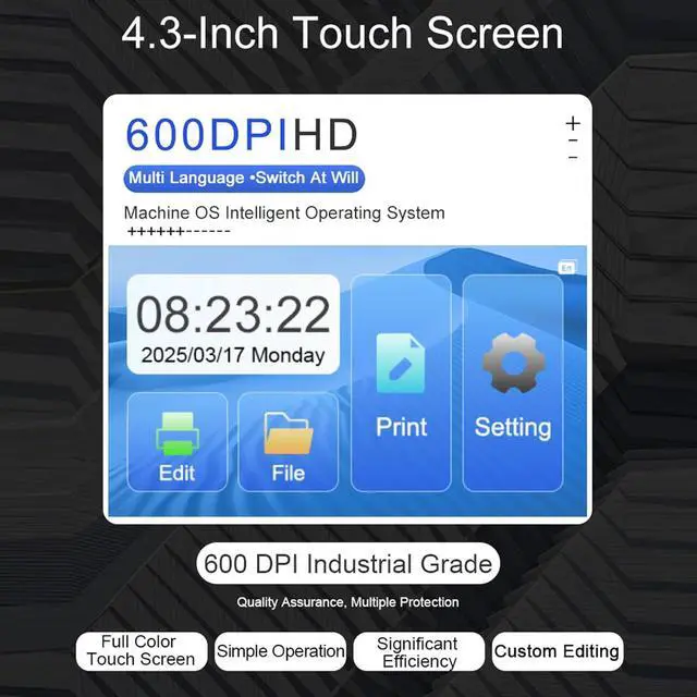 Alt view image 6 of 7 - Handheld Inkjet Printer, 12.7mm Portable Date Printing Machine with 4.3mm Touchscreen Multifunctional Handheld Printing Machine for Barcode Text