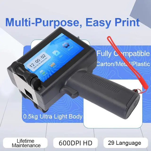 Alt view image 4 of 7 - Handheld Inkjet Printer, 12.7mm Portable Date Printing Machine with 4.3mm Touchscreen Multifunctional Handheld Printing Machine for Barcode Text