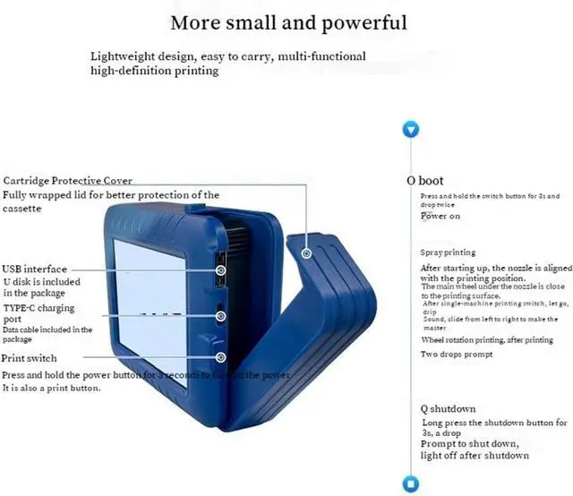 Alt view image 6 of 7 - Handheld Inkjet Printer 12.7Mm Handheld Smart Printer Portable Small Coding Machine Multi-Language Printing Logo Quick-Drying Inkjet Printers for Date Barcode Batch Numbe-Green Quick Drying-1