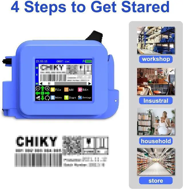 Alt view image 3 of 7 - Mini Handheld Inkjet Printer, Pocket Portable Coder with 2.4 Inch Led Touch Screen, Inkjet Printer for DIY Printing/Qr Code/Barcode/Date Etc.,C-D