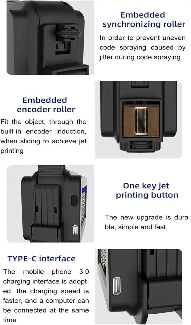 Alt view image 7 of 7 - Handheld Mini Label Inkjet Printer Production Date Pattern Character Encoding Machine Permanent Ink Wide Printing Material(Printer - 2 Ink)