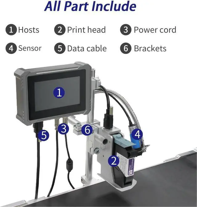 Alt view image 5 of 6 - Industrial Online Inkjet Printer 12.7mm Nozzle Label Printer Text QR Barcode Logo Image Expire Date Printer Wide Printing Material