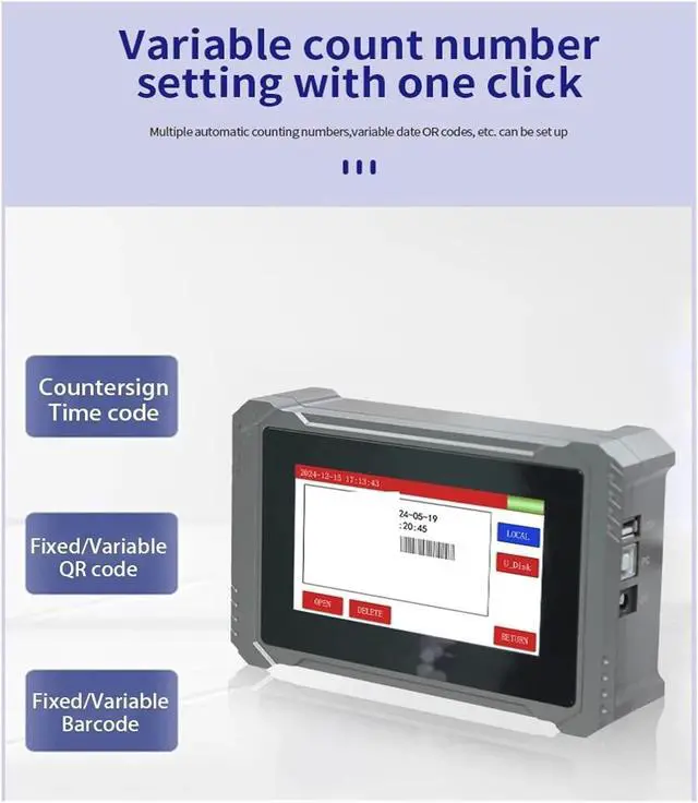 Alt view image 6 of 6 - Industrial Online Inkjet Printer 12.7mm Nozzle Label Printer Text QR Barcode Logo Image Expire Date Printer Wide Printing Material