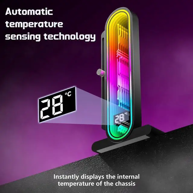 Alt view image 2 of 7 - TGDGAMER ARGB GPU Support Bracket with Temperature DisplayAmbient Case Temp5V 3pin Universal GPU BracketGraphics Video Card Brace with Height AdjustableDY7-Black