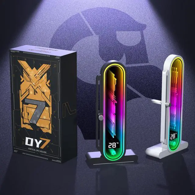 Alt view image 5 of 7 - TGDGAMER ARGB GPU Support Bracket with Temperature DisplayAmbient Case Temp5V 3pin Universal GPU BracketGraphics Video Card Brace with Height AdjustableDY7-Black