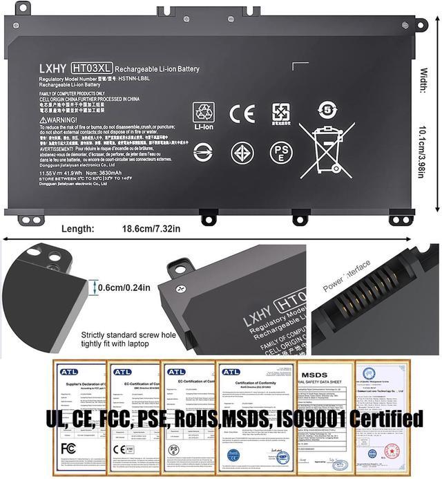 Alt view image 4 of 7 - 41.7Wh HT03XL L11421-422 Battery for HP Pavilion 14-CE 14-CF 14S-CF 14-DF 15-CS 15-DA 15-DB 15-DW 17-BY 17-CA Series 15-DA0014DX 15-CS0053CL L11421-2C2 L11421-422 HT03041XL HSTNN-UB7J HSTNN-DB8R