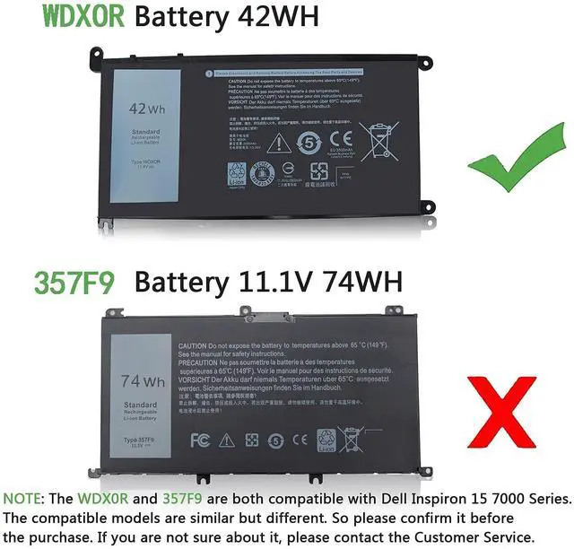 Alt view image 4 of 7 - 42WH WDX0R WDXOR Laptop Battery Compatible with Dell Inspiron 15 5565 5567 5568 5578 7560 7570 7579 7569 13 5368 5378 7368 7378 17 5765 5767 5770 Latitude 3180 3189 3CRH3 T2JX4 FC92N CYMGM