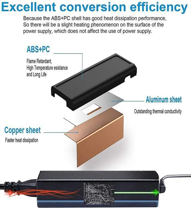 Alt view image 5 of 7 - 19V 3.42A 65W Laptop Charger Replacement for Toshiba Satellite C55 C55D C55T C655 C675 C850 C855D C875 L645 L655D L675 L755 L855 L875 P745 P855 P875 S855, Fits PA3714U-1ACA Power Supply Cord