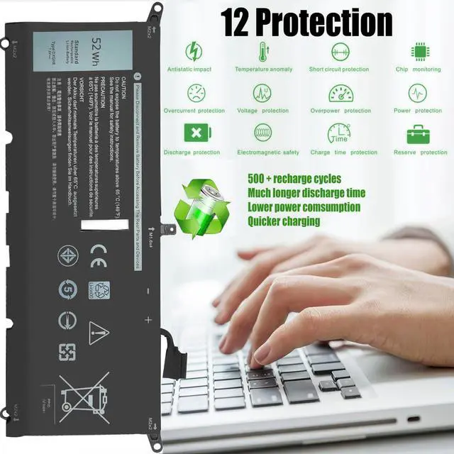 Alt view image 5 of 7 - 52Wh 7.6V 6500mAh DXGH8 Battery Replacement for Dell XPS 13 9370 9380 7390 Series, Inspiron 13 7391 2-in-1 Series, Inspiron 5390 5391 7490 Series, Latitude 3301 E3301 Series