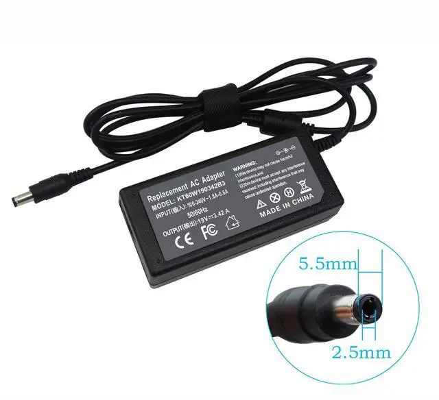 Alt view image 2 of 7 - 19V 3.42A 65W Laptop Charger Replacement for Toshiba Satellite C55 C55D C55T C655 C675 C850 C855D C875 L645 L655D L675 L755 L855 L875 P745 P855 P875 S855, Fits PA3714U-1ACA Power Supply Cord