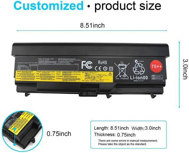 Alt view image 2 of 7 - 94WH 70++ 0A36303 0A3630 T430 Battery for Lenovo ThinkPad T420 T520 T410 T530 L412 L510 L420 W510 W520 SL410 SL510 Edge 14"" 15"" ASM P/N 42T4703 42T4752 FRU P/N 45N1001 45N1005 45N1107 9 Cells
