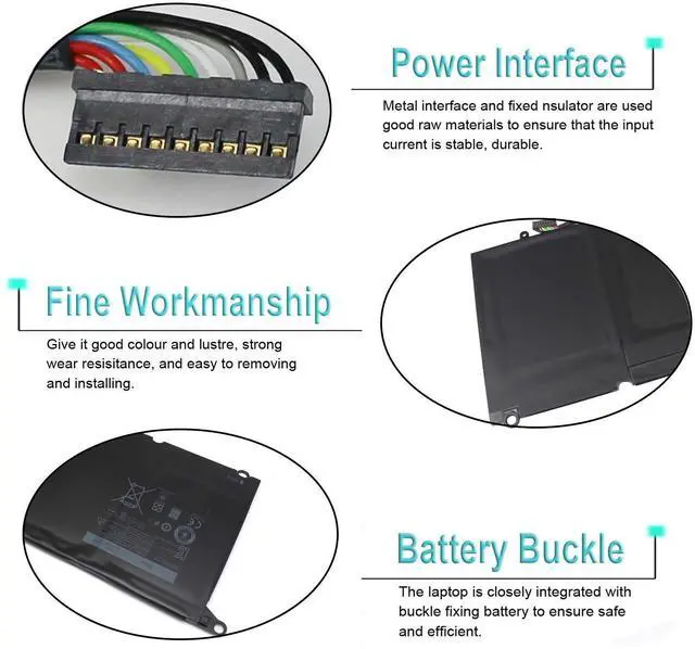 Alt view image 3 of 12 - 60WH 7.6V PW23Y Battery Replacement for Dell XPS 13 9360 P54G002 13-9360-D1605G D1605T D1609G D1505G D1509 D1705G D1805T D1805TG 3591SLV Series 0RNP72 0TP1GT RNP72 TP1GT 4 Cell