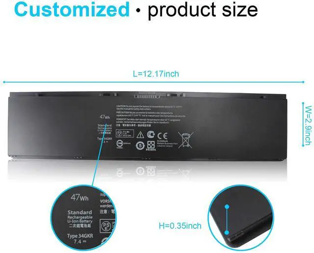 Alt view image 2 of 7 - LXHY 34GKR 7.4V 47Wh 6200mAh Laptop Battery Compatible with Dell Latitude 14 7000 E7440 E7420 E7450 E7240 Ultrabook E7440 Touch, 451-BBFY 451-BBFS 451-BBFT 3RNFD G0G2M 909H5 4 cells Replacement