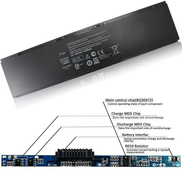 Alt view image 5 of 7 - LXHY 34GKR 7.4V 47Wh 6200mAh Laptop Battery Compatible with Dell Latitude 14 7000 E7440 E7420 E7450 E7240 Ultrabook E7440 Touch, 451-BBFY 451-BBFS 451-BBFT 3RNFD G0G2M 909H5 4 cells Replacement