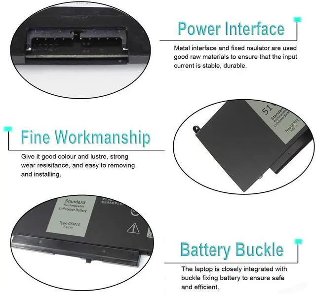 Alt view image 3 of 7 - 51WH G5M10 Battery Replacement for Dell Latitude E5250 E5450 E5550 3160 5450 Precision 15 3510 M3510, fits 0WYJC2 1KY05 451-BBLN 8V5GX R9XM9 WYJC2