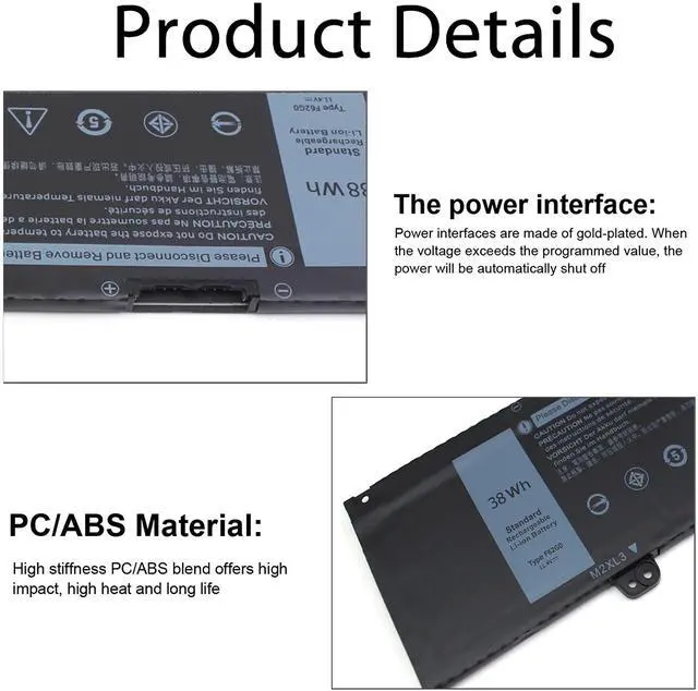 Alt view image 3 of 7 - 38WH Type F62G0 Laptop Battery Replacement for Dell Inspiron 7373 7370 5370 7380 7386 Vostro 5370 Series Notebook F62GO 039DY5 0YMYF6 0DHM0J 0YM5H6 0RPJC3 0TXWRR