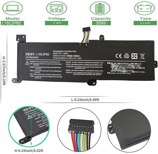 Alt view image 2 of 7 - LXHY Replacement Battery L16C2PB2 for320 330 S145 320-15abr 320-15ikb 320-17ikb 330-15ikb 330-15ast 330-17ikb S145-15iwl S145-14iwl
