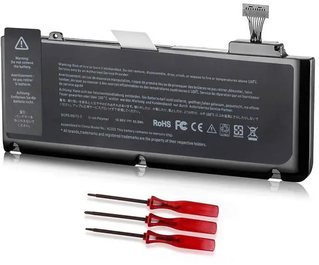 Alt view image 4 of 6 - A1322 A1278 Battery 63.5WH 10.95V Replacement for MacBook Pro 13-inch (2012 2011 2010 2009 Version) MB990LL/A MB991ll/A MC374ll/A MC375LL/A MC700ll/A MD101LL/A MD102LL/A 661-5229 661-5557