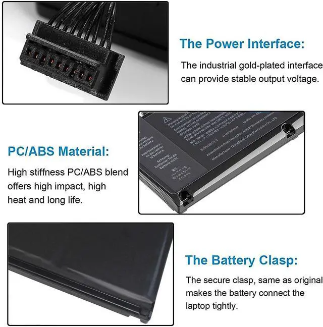 Alt view image 3 of 6 - A1322 A1278 Battery 63.5WH 10.95V Replacement for MacBook Pro 13-inch (2012 2011 2010 2009 Version) MB990LL/A MB991ll/A MC374ll/A MC375LL/A MC700ll/A MD101LL/A MD102LL/A 661-5229 661-5557