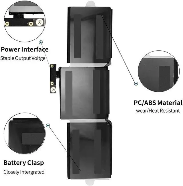 Alt view image 2 of 14 - A1708 A1713 Battery Compatible with MacBook Pro 13 inch (Late 2016, Mid 2017) EMC 2978 EMC 3164 020-00946 MPXQ2LL/A MLL42LL/A MLUQ2LL/A MPXR2LL/A MPXU2LL/A MPXT2LL/A MacBookPro13,1 14,1 54.5Wh 4781mAh