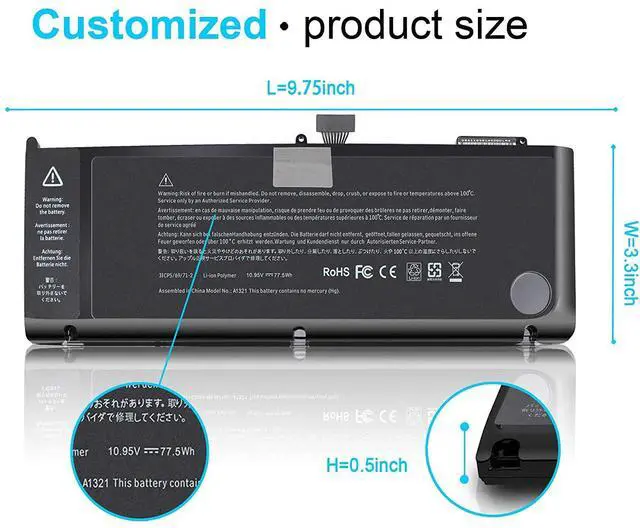 Alt view image 2 of 6 - 77.5WH Type A1321 Battery Replacement for Apple MacBook Pro 15" inch A1286(Mid 2009 Mid 2010 Version), MB985 MB986J/A MB986CH/A MC118 MB986 661-5211 020-6380-A 020-6766-B