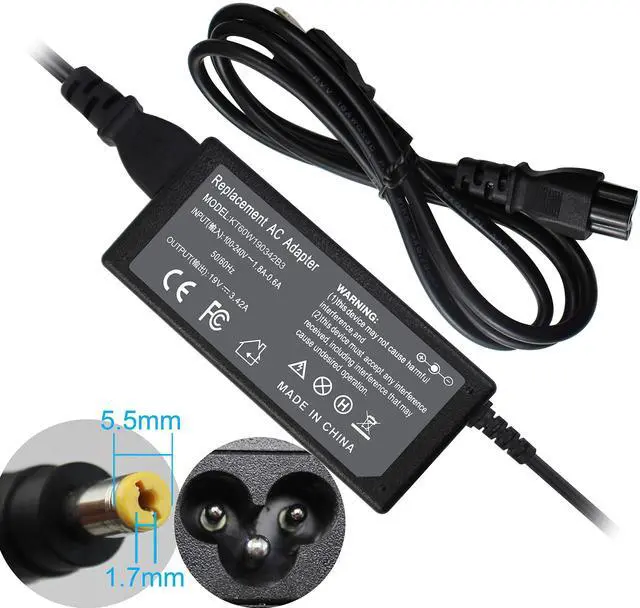 Alt view image 2 of 7 - 65W AC Adapter Compatible with Acer Aspire V3 V5 E1 E5 E15 ES1 R3 M5 F5 571 571P 572 572P 574 ES1-512 ChromeBook AC710 C7 C700 C710 C710-2815 C710-2411 Power Supply