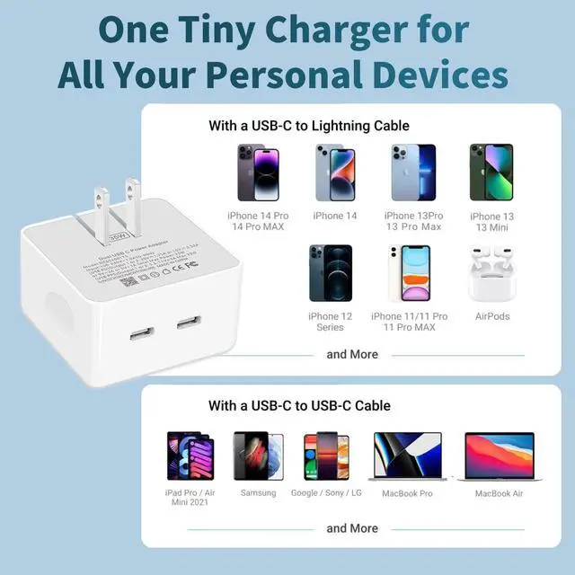 Alt view image 3 of 5 - USB C Charger Block, 35W iPhone Fast Charger Dual USB C Port Compact Power Adapter for iPhone 14 Pro/14 Pro Max,13 Pro, iPad, PPS Samsung Galaxy2 Pack