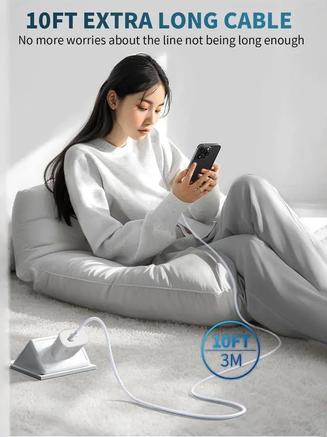 Alt view image 7 of 7 - i Phone 16 15 Pro Charger Fast Charging30W USB C Super Fast Charger Block with 10ft Long Type C for i-Phone 16/16 Pro/16 Pro Max/16 Plus/15/15 Pro Max/15Pro/iPad Pro, Galaxy S25 Ultra/S25