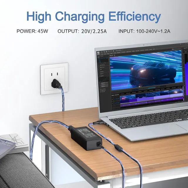 Alt view image 3 of 6 - Chromebook Charger, 45W USB C Laptop Charger for HP Chromebook X360 14 14-ca051wm 14-ca052wm 14-ca061dx 14-ca043cl Chromebook Chrager USB C