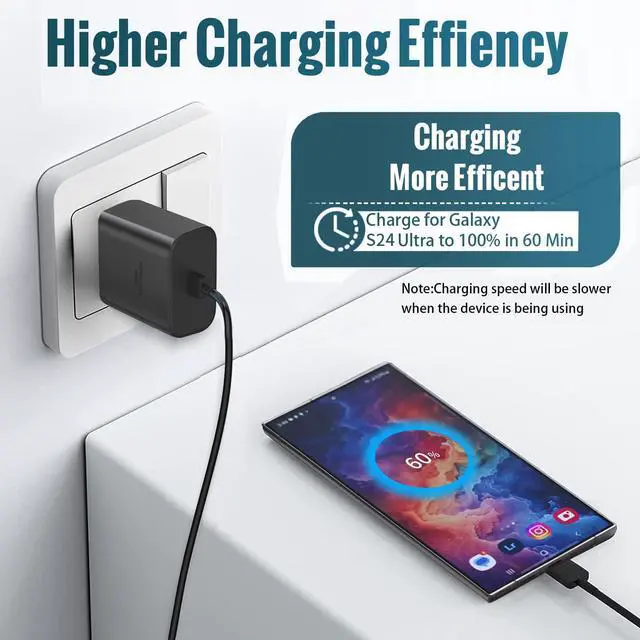 Alt view image 2 of 6 - 45W Super Fast Charger Type C,[2 Pack] 45W USB C Charger 10FT Long Type C Cable for Samsung Galaxy S25 Ultra/S24/S23 Ultra/S23+/S22 Ultra/S22+/Note 20/S20/S21, Galaxy Tab S8
