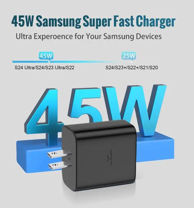 Alt view image 4 of 6 - 45W Super Fast Charger Type C,[2 Pack] 45W USB C Charger 10FT Long Type C Cable for Samsung Galaxy S25 Ultra/S24/S23 Ultra/S23+/S22 Ultra/S22+/Note 20/S20/S21, Galaxy Tab S8