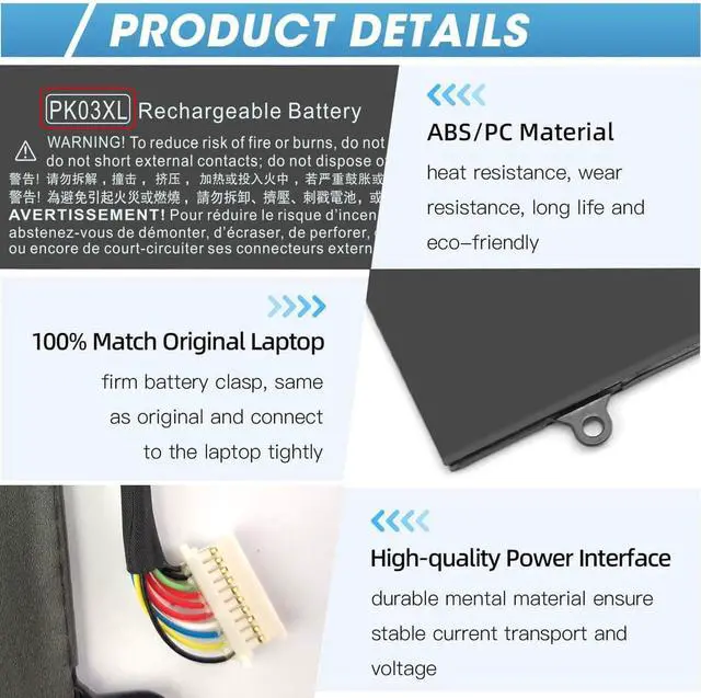 Alt view image 4 of 7 - LXHY PK03XL 789116-005 Battery for HP Spectre X360 13-4101dx 13-4102dx 13-4103dx 13-4105dx 13-4100dx 13-4110dx 13-4001dx 13-4002dx 13-4005dx 13-4116dx 13-4197dx 13-4125nr 13-4195nr 13-y034cl 13-y0xx