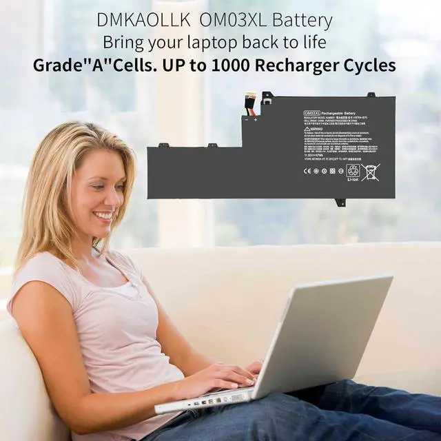 Alt view image 2 of 7 - LXHY OM03XL Battery for HP EliteBook X360 1030 G2 1GY31PA 1UX08PA Y8Q67EA Y8Q89EA Z2W62EA Series 863167-171 863280-855 HSTNN-IB7O HSTNN-IB70 HSTNN-1B70 863167-1B1 HSN-I04C OMO3XL 0MO3XL OM03057XL 57Wh