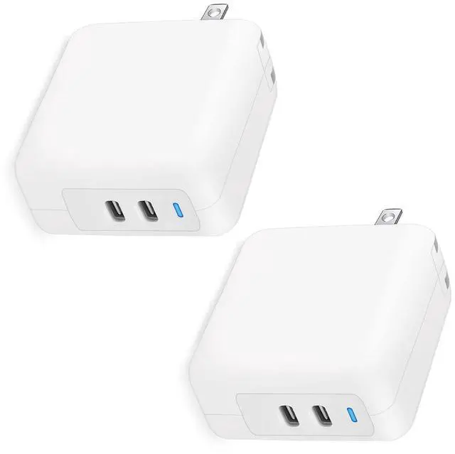Main image of 2022 New 35W Dual USB-C Port Power Adapter 2-Pack PD 3.0 GaN 35W USB-C Fast Wall Charger for Macbook Air, iPhone 14 13 12 11 Pro Max Plus, iPad, AirPods