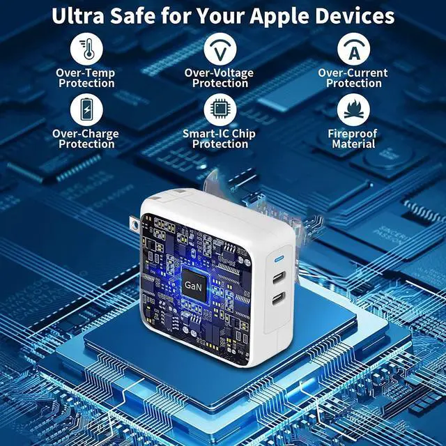 Alt view image 3 of 7 - 2022 New 35W Dual USB-C Port Power Adapter 2-Pack PD 3.0 GaN 35W USB-C Fast Wall Charger for Macbook Air, iPhone 14 13 12 11 Pro Max Plus, iPad, AirPods