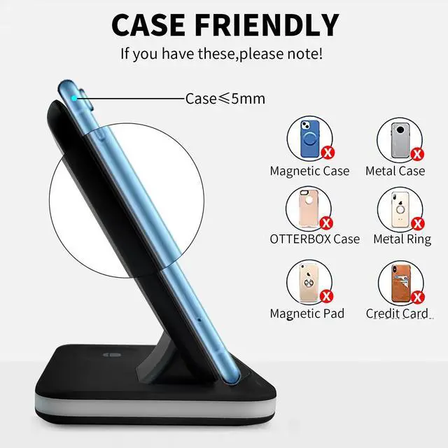 Alt view image 5 of 7 - LXHY Wireless Charger iPhone Charging Station: 3 in 1 Charger Stand Multiple Devices for Apple - iPhone 16e 16 15 14 Pro Max 13 12 11 - Watch 10 9 8 7 6 5 4 3 2 SE and Ultra Series - Airpods 4 3 2 Pro