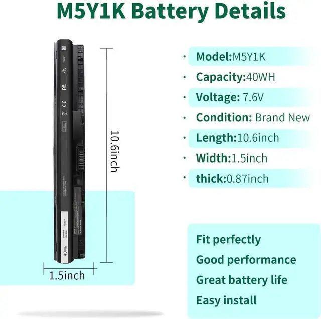 Alt view image 3 of 7 - LXHY 40WH M5Y1K 14.8V Battery for Dell Inspiron 14 15 17 5000 3000 Series 5559 5558 3551 3451 3558 i3558 3567 5755 5756 5458 5759 5758 5759 GXVJ3 453-BBBQ WKRJ2 VN3N0 HD4J0 P63F P47F P51F P52F P64G