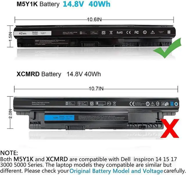 Alt view image 2 of 7 - LXHY 40WH M5Y1K 14.8V Battery for Dell Inspiron 14 15 17 5000 3000 Series 5559 5558 3551 3451 3558 i3558 3567 5755 5756 5458 5759 5758 5759 GXVJ3 453-BBBQ WKRJ2 VN3N0 HD4J0 P63F P47F P51F P52F P64G