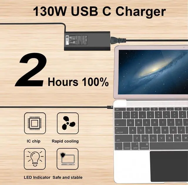 Alt view image 7 of 7 - LXHY 130W USB C Type C Adapter Laptop Charger Compatible with Dell XPS 15 2in1 9575 Precision 5530 2in1 5550 5750 3560 3550 3551 Latitude 7410 7310 7210 9410 9510 9575 5420 5520 5510 Power Cord