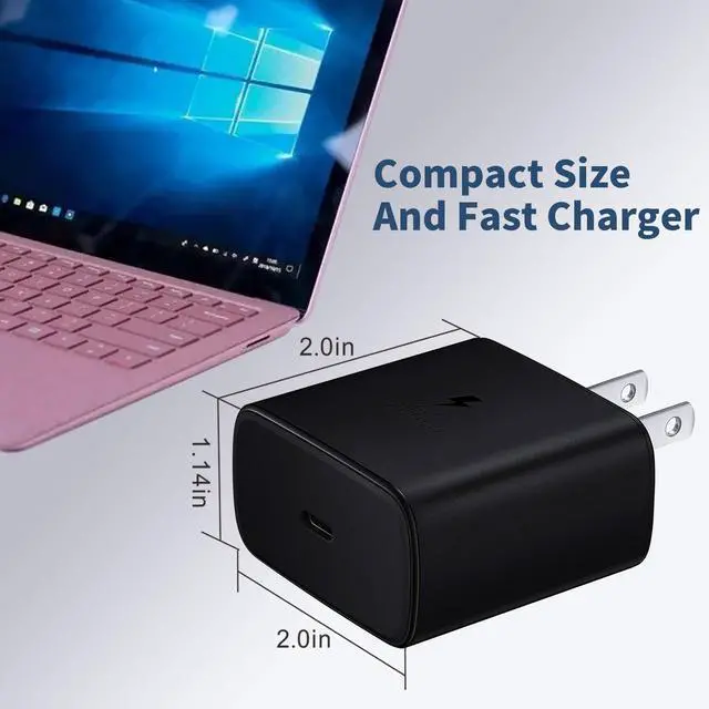 Alt view image 2 of 7 - LXHY 45W Samsung Super Fast Charger USB C Supports Samsung Super Fast Charging, Foldable GaN PPS Fast Dual Port Wall Charger for S25/S24/Note 20,MacBook Air,iPad,iPhone 16/15 and More Series