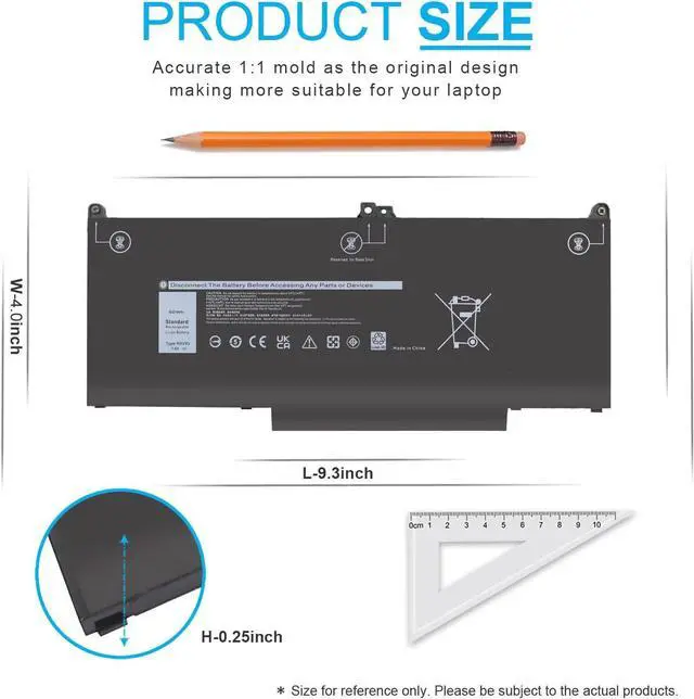 Alt view image 4 of 7 - LXHY MXV9V 7.6V 60Wh Laptop Battery for Dell Latitude 7400 7300 E5300 E5310, Latitude 5300 5310 2-in-1, for Inspiron 7300 7306 2-in-1 Black Series P96G P97G P99G P100G P100G001 5VC2M 829MX 05VC2M