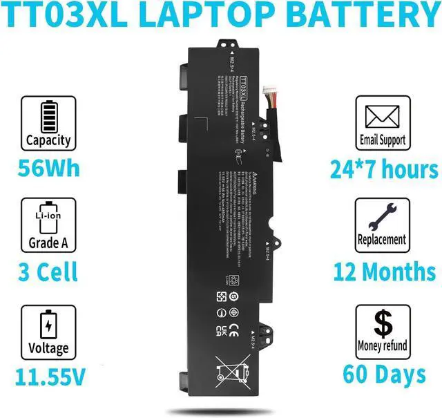 Alt view image 5 of 6 - LXHY TT03XL 933322-855 Laptop Battery Replacement for HP EliteBook 755 850 G5, 850 G6, ZBook 15U G5 G6 Series 932824-421 932824-1C1 932824-2C1 HSN-113C-5 HSTNN-LB8H HSTNN-DB8K HSTNN-UB7T TT03056XL