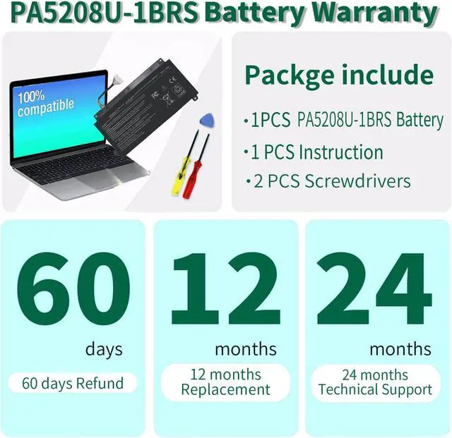 Alt view image 6 of 7 - LXHY PA5208U-1BRS Battery for Toshiba Chromebook 2 CB30 CB35 CB35-B3330 CB35-B3340 CB35-C3300 CB35-C3350 Satellite P55W P55W-C5200X P55W-C5314 P55W-C5316 E45W-C4200X L55W-C5278D L55W-C5259