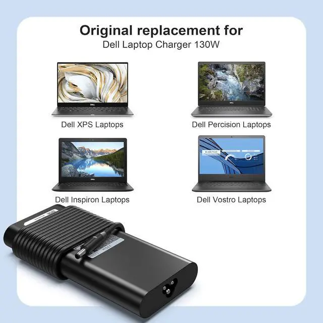 Alt view image 4 of 7 - LXHY 130W 4.5mm AC Adapter Laptop Charger Replacement for Dell XPS 15 7590 9530 9550 9560 9570 Precision 5510 5520 5530 5540 M2800 M3800 P/N HA130PM130 0V363H DA130PM130 06TTY6 0RN7NW