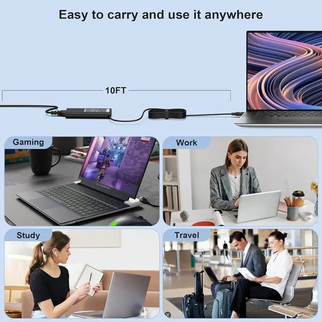 Alt view image 6 of 7 - LXHY 130W 4.5mm AC Adapter Laptop Charger Replacement for Dell XPS 15 7590 9530 9550 9560 9570 Precision 5510 5520 5530 5540 M2800 M3800 P/N HA130PM130 0V363H DA130PM130 06TTY6 0RN7NW