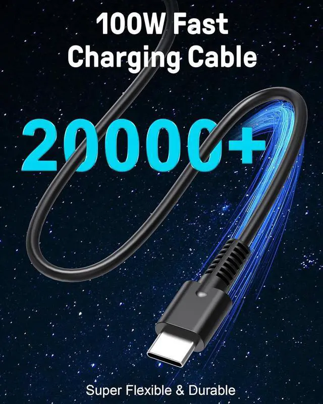 Alt view image 3 of 7 - LXHY USB C Laptop Charger - 100W USB C Charger, Fast Charging for Lenovo, ThinkPad, HP, Asus, Acer, MacBook, MSI, Dell Computer Type C Power Cord Compatible with 90W 65W 45W PD 3.0