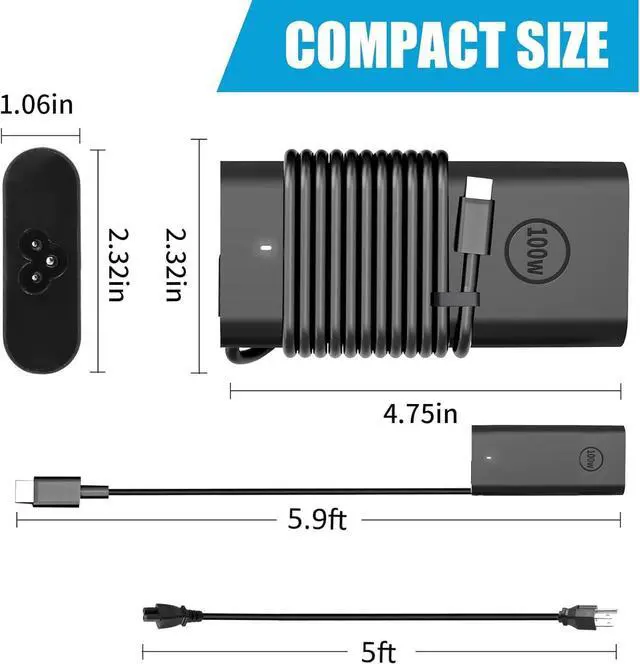 Alt view image 2 of 7 - LXHY USB C Laptop Charger - 100W USB C Charger, Fast Charging for Lenovo, ThinkPad, HP, Asus, Acer, MacBook, MSI, Dell Computer Type C Power Cord Compatible with 90W 65W 45W PD 3.0