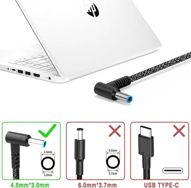 Alt view image 3 of 7 - LXHY 65W Laptop Charger 19.5V 3.33A Compatible with HP Envy x360,Spectre x360,EliteBook Pavilion Stream X360,ProBook X360 11 450 650 640 G1 G2 G3 G4 G5 G6 G7 Blue Tip 4.5*3.0mm Power Supply Cord
