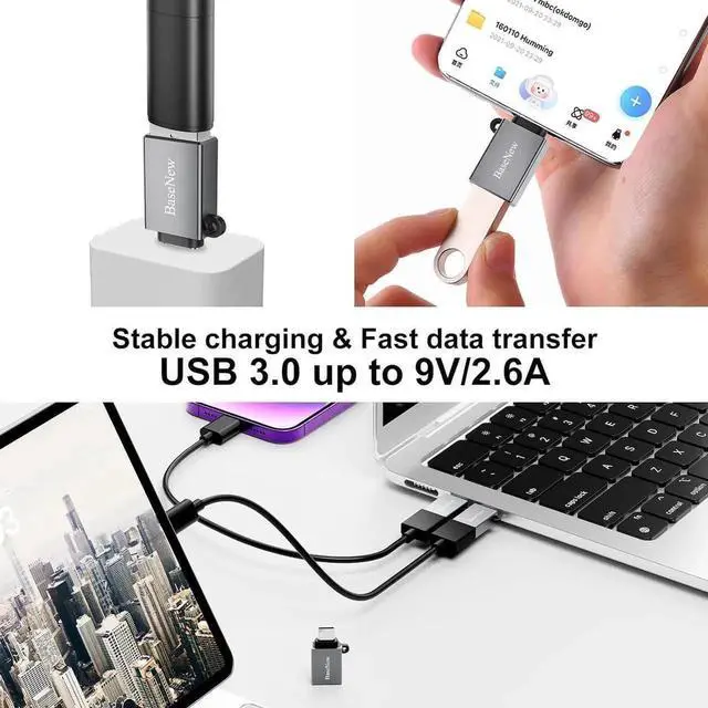 Alt view image 5 of 7 - USB C to USB Adapter 6 Pack USBC to USB Adapter USB A to USB C Adapter USB to USBC Adapter USB-C to USB Adapter C to USB Adapter for MacBook Pro/Air iPad Pro and More(Grey)