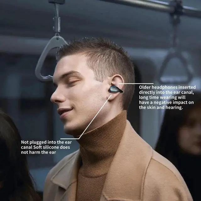 Alt view image 2 of 7 - Clip-On Wireless Earbuds Bone Conduction, Wireless Bluetooth V5.3 Open Ear Headphones, 80 Hours Playtime with Charging Case, IPX4 Waterproof Earphones Sport Cycling Running Work Earbud Hooks